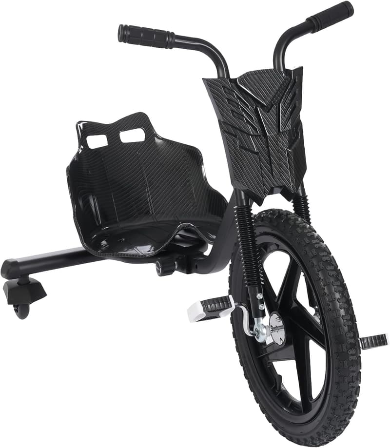 Drift Trike für Kinder ab 6 Jahren – Hochwertiges Dreirad bis 80 kg, Kohlefaser Schwarz