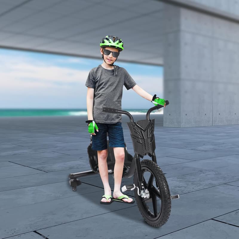 Drift Trike für Kinder ab 6 Jahren – Hochwertiges Dreirad bis 80 kg, Kohlefaser Schwarz