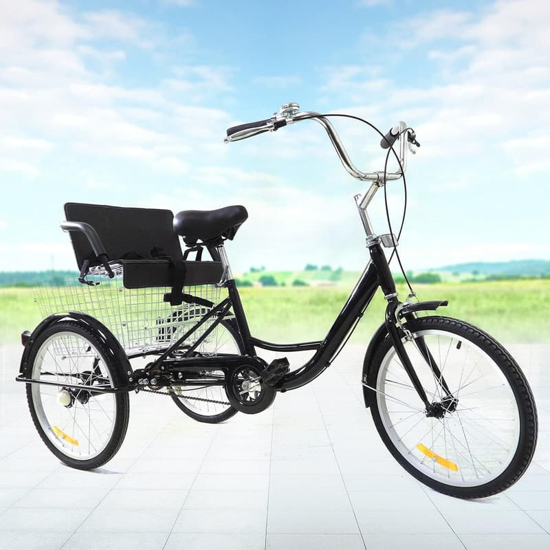Premium 20 Zoll Dreirad für Erwachsene mit Kindersitz und Sportkorb