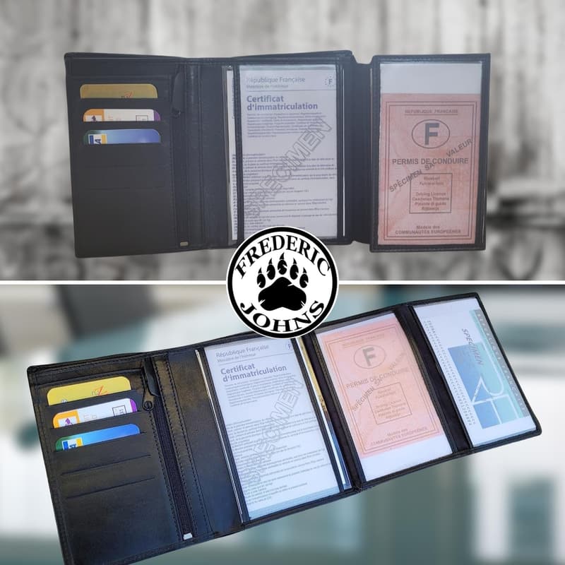 Große schwarze Lederbrieftasche mit RFID-Blockierung für Reisen