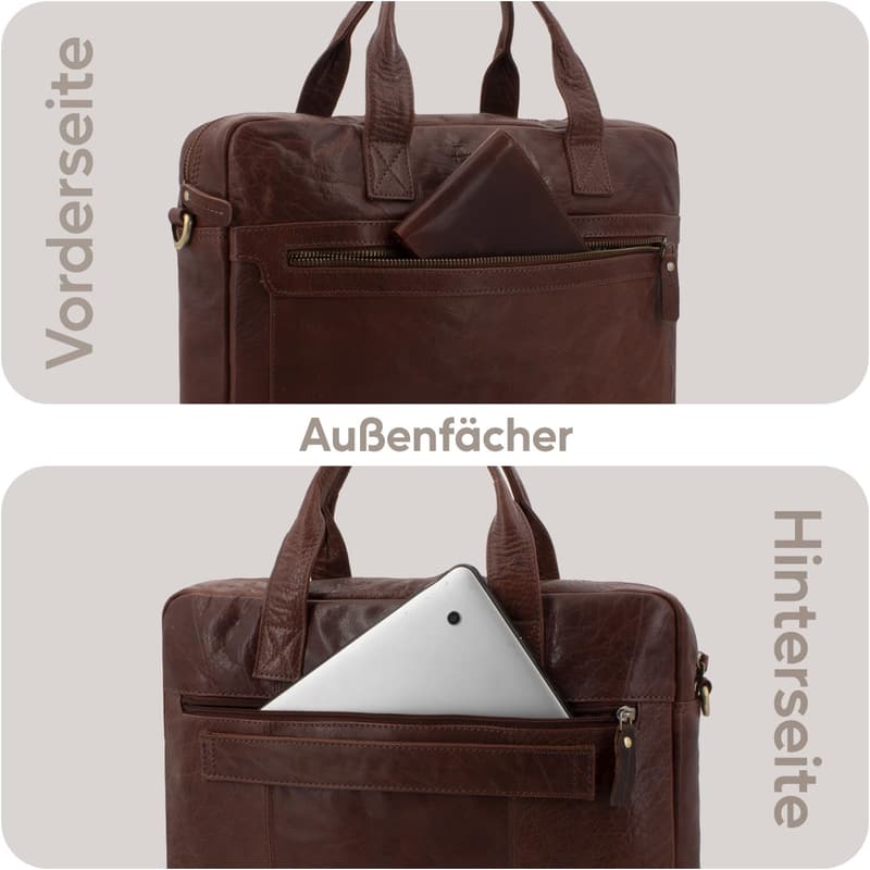 Business-Laptoptasche aus Leder für Herren und Damen - 15 Zoll