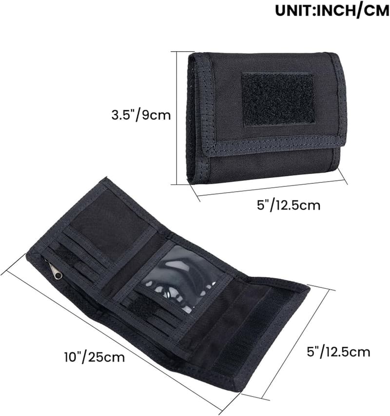 Taktisches Nylon Trifold Wallet für Männer mit Ausweishalter und Münzfach