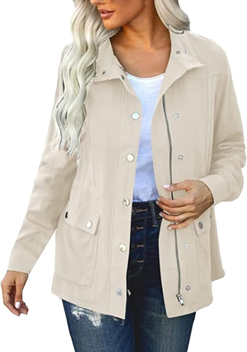 Leichte Übergangsjacke für Damen aus atmungsaktivem Baumwollmaterial