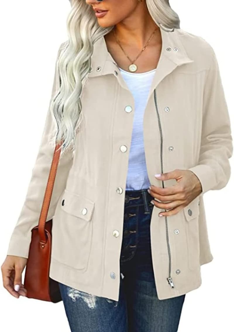 Leichte Übergangsjacke für Damen aus atmungsaktivem Baumwollmaterial