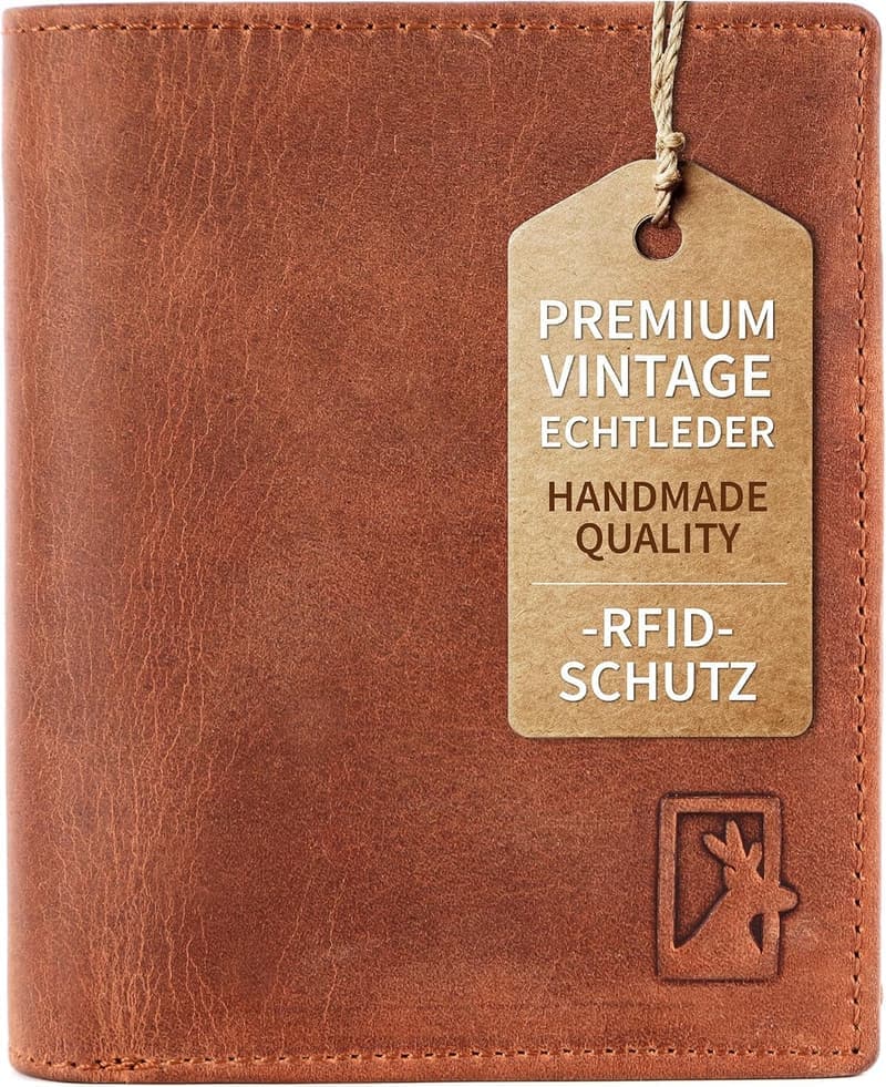 Premium Vintage Echtleder Geldbörse mit RFID-Schutz für Paare, inklusive Geschenkbox