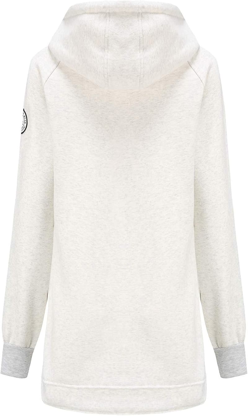 Damen Hoodie mit Reißverschluss - Langer Kapuzenpullover für Herbst/Winter