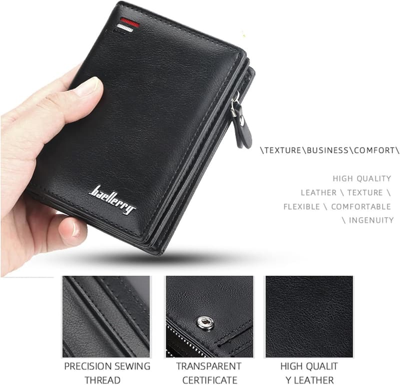 Braune Lederbrieftasche mit Reißverschluss für den täglichen Gebrauch