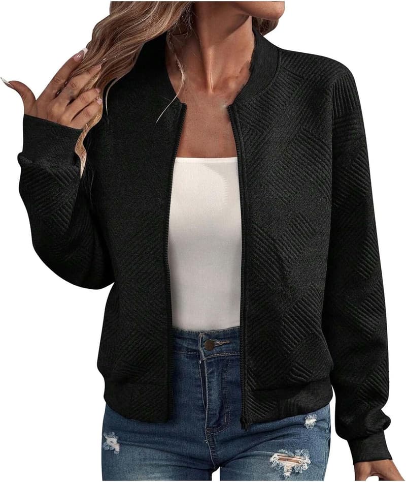 Leichte Bomberjacke für Damen - Einfarbige Übergangsjacke