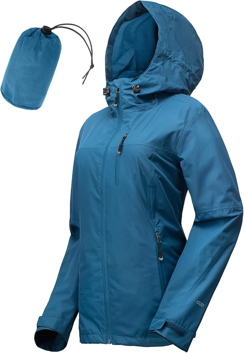 Wasserdichte Regenjacke für Damen mit Kapuze – atmungsaktive Outdoorjacke