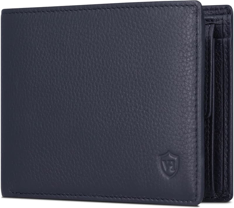 Echtleder Geldbörse für Herren mit RFID-Schutz (Blau)