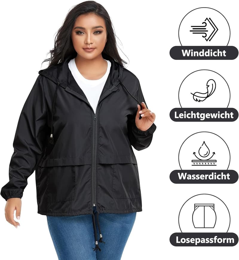 CULACCINO Damen Regenjacke groß, wasserdicht & atmungsaktiv mit Kapuze