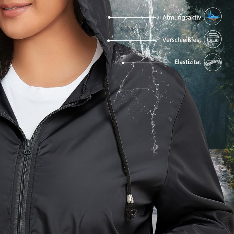 CULACCINO Damen Regenjacke groß, wasserdicht & atmungsaktiv mit Kapuze