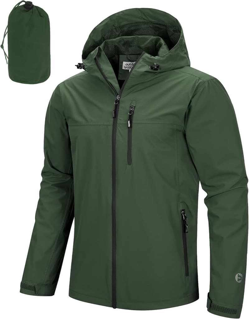 Leichte wasserdichte Regenjacke für Herren – packbarer Windbreaker für Outdoor-Aktivitäten
