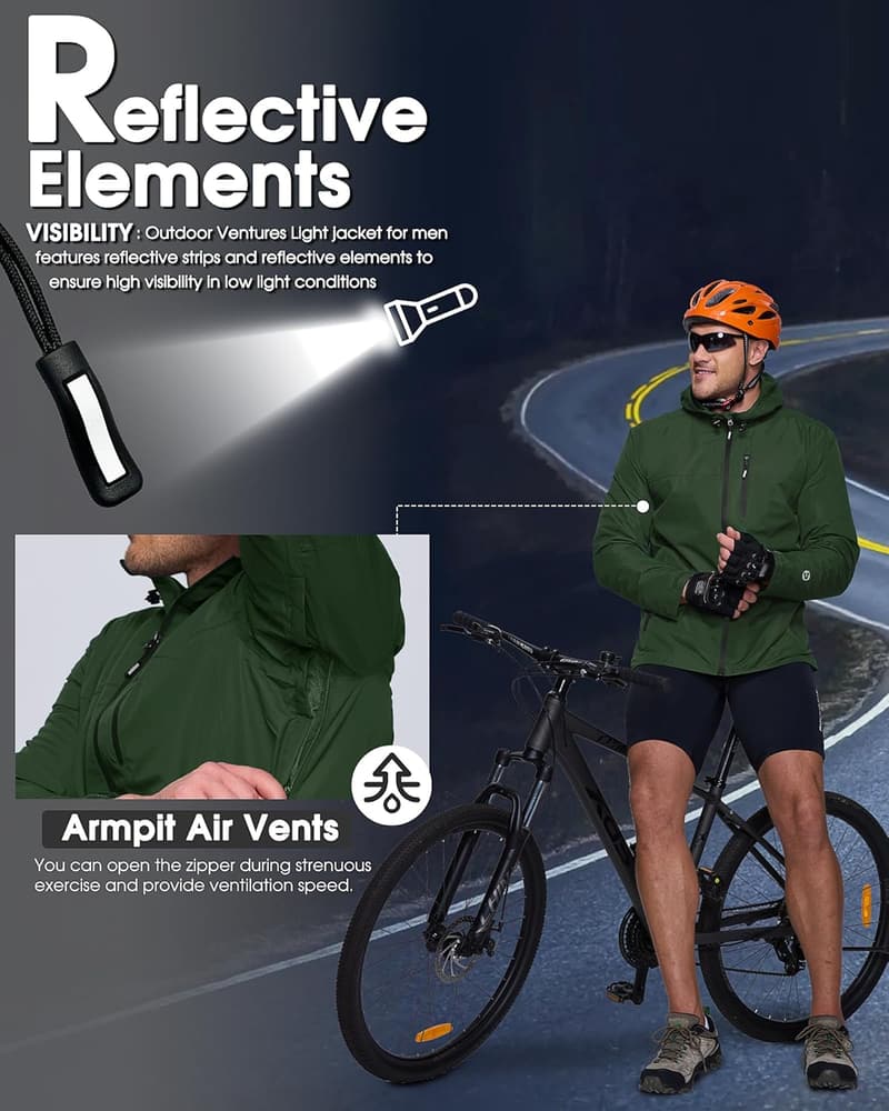 Leichte wasserdichte Regenjacke für Herren – packbarer Windbreaker für Outdoor-Aktivitäten