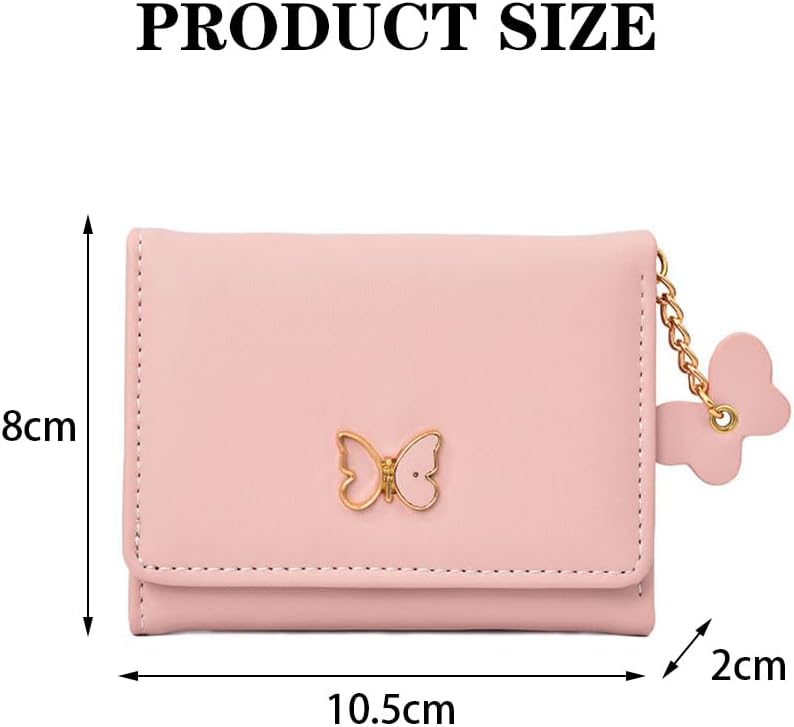 Elegante Damen Geldbörse mit Schleife – Dreifach gefaltet, Rosa