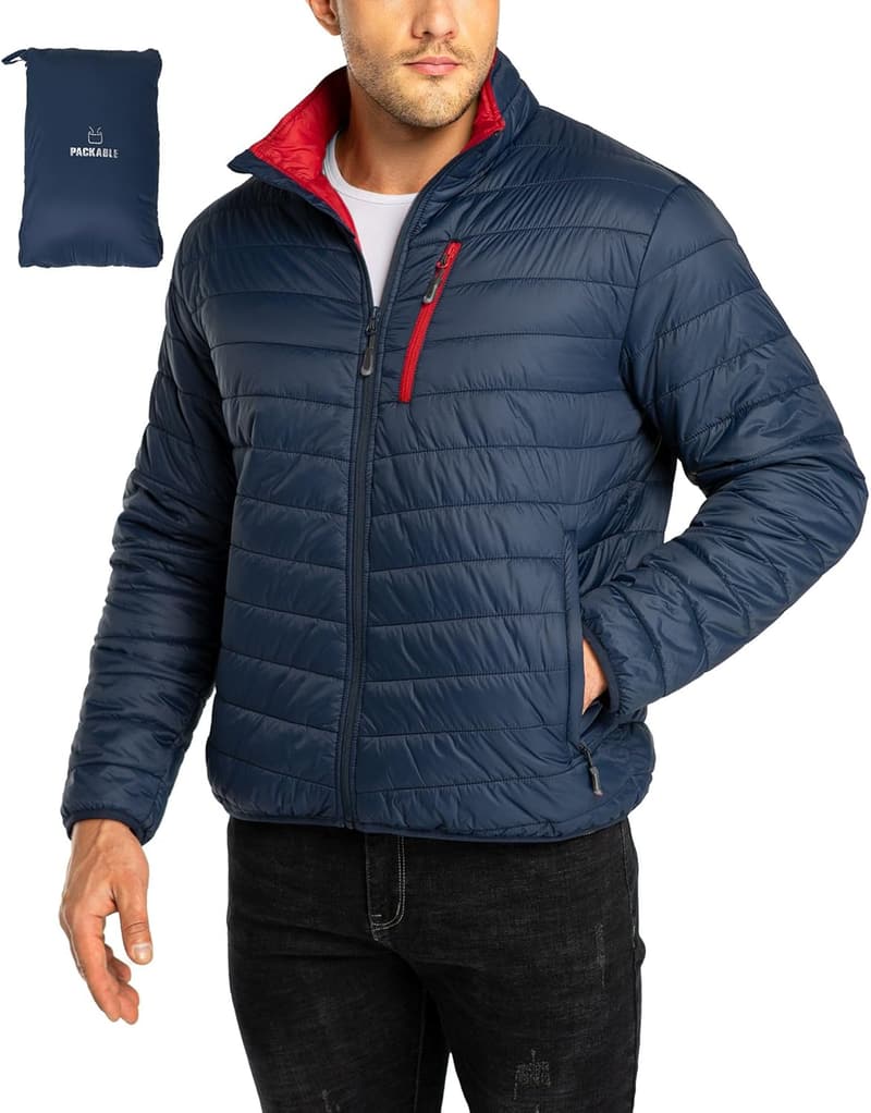 Leichte Herren Steppjacke für Freizeit und Reisen, gefüttert, packbar