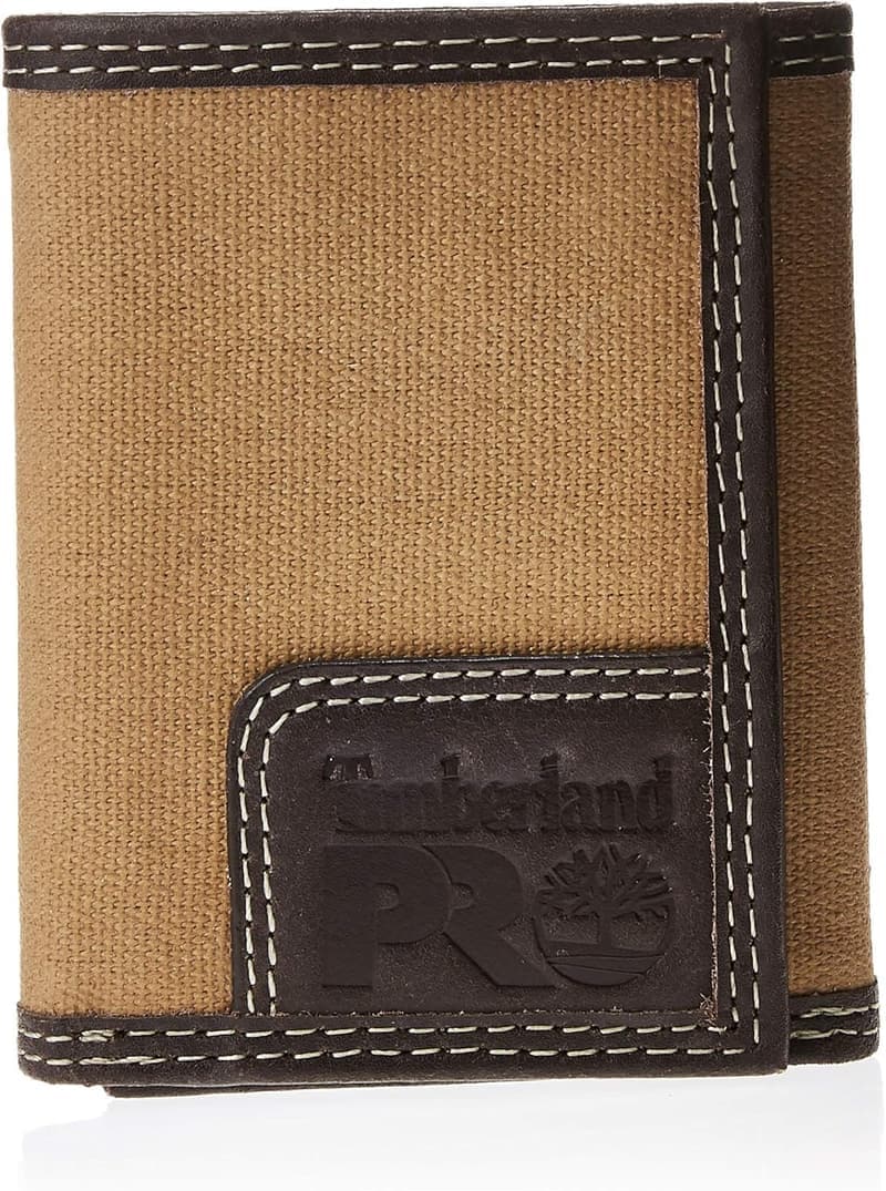 Timberland Herren PRO RFID Leder-Canvas Portemonnaie mit Reißverschluss