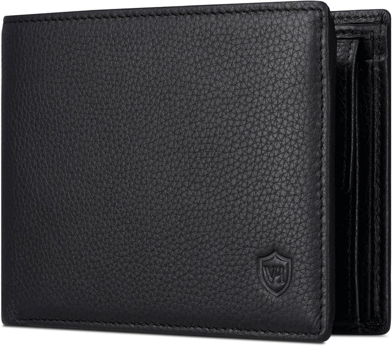 Leder Geldbörse für Herren mit RFID-Schutz aus Echtleder (Schwarz)