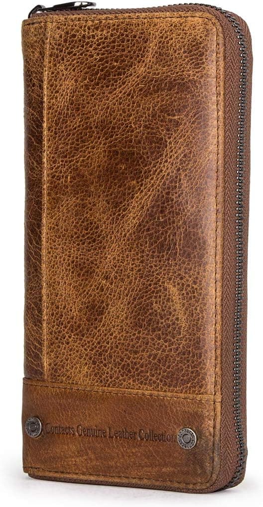 Echtleder RFID Blocking Herren Geldbörse mit Reißverschluss (Braun)