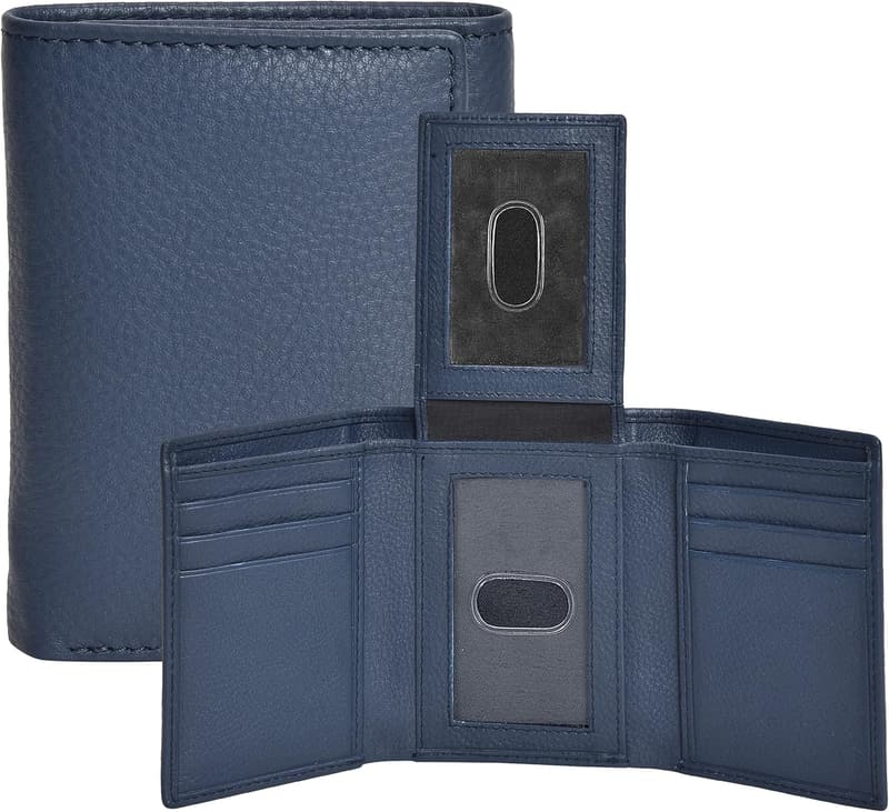 Minimalistische RFID-Geldbörse aus echtem Leder für Herren, blau