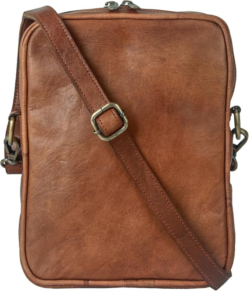 Klassische Leder-Reisepass-Tasche für Frauen mit Schultergurt