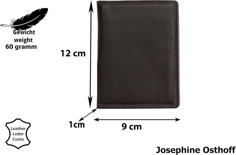 Ausweis-Etui aus Leder mit RFID-Schutz für Damen und Herren, Espresso