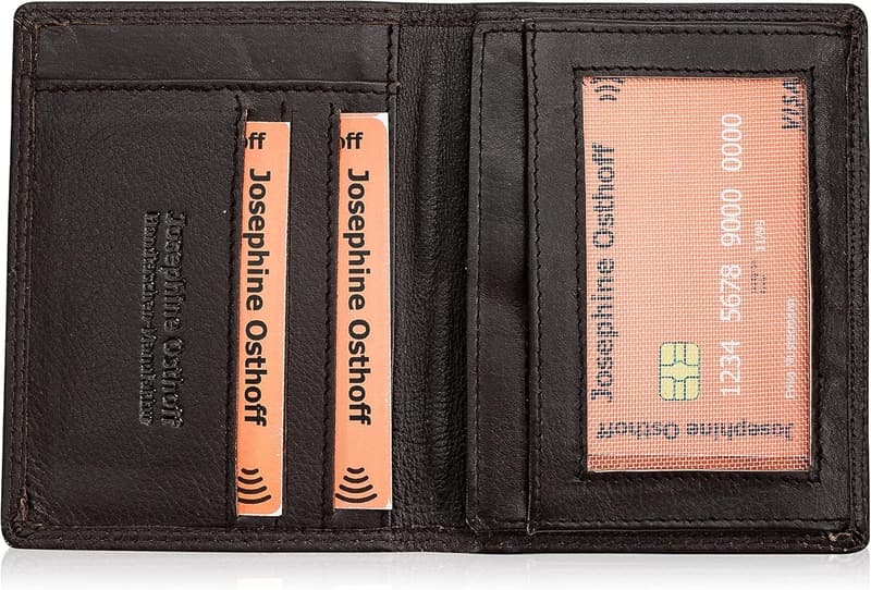 Ausweis-Etui aus Leder mit RFID-Schutz für Damen und Herren, Espresso