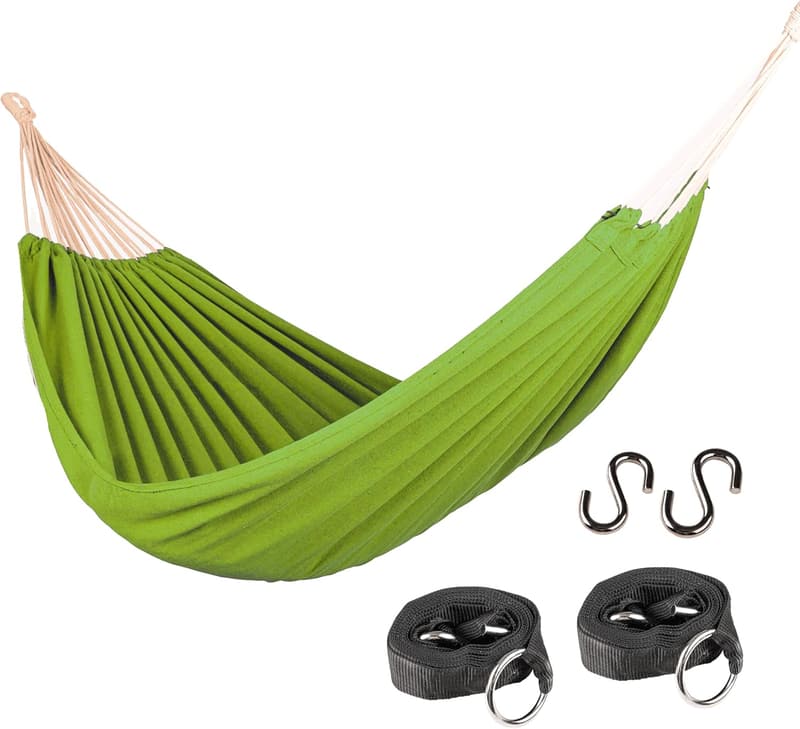 Doppelhängematte 210 x 150 cm mit Befestigungs-Set – 300 kg Tragkraft, grün