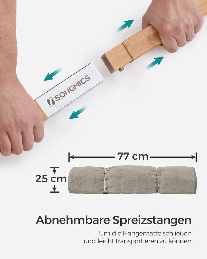 Gepolsterte Outdoor-Hängematte für 2 Personen mit Kissen, 200 x 140 cm