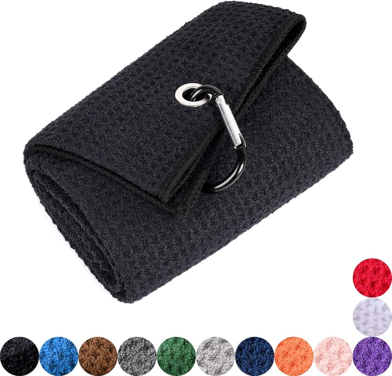 Mile High Life Golf-Handtuch aus Mikrofaser mit Faltwerkzeug und Ballmarker