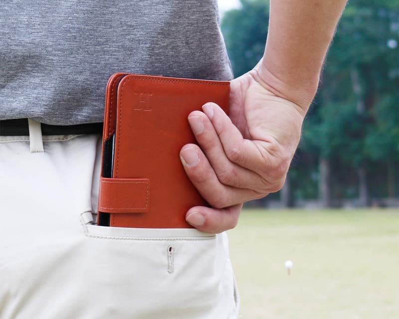 Golf Scorecard-Halter aus echtem Leder mit Zubehör – Geschenk für Golfer