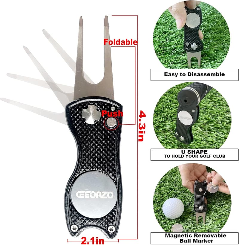 3-in-1 Golfschlägerbürste mit Mikrofaser-Handtuch und Divot-Werkzeug