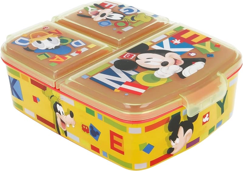 Mickey Mouse Brotdose für Kinder mit 3 Fächern, BPA-frei