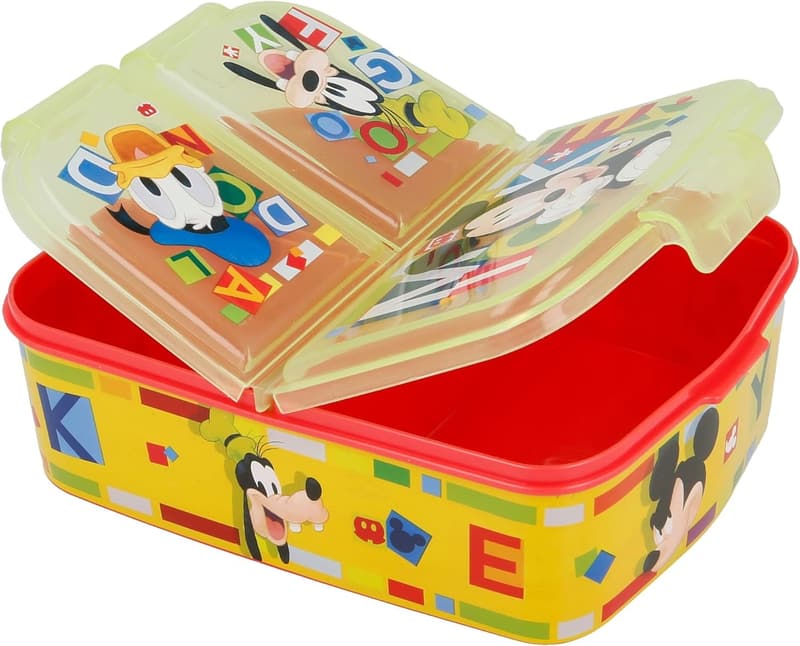 Mickey Mouse Brotdose für Kinder mit 3 Fächern, BPA-frei