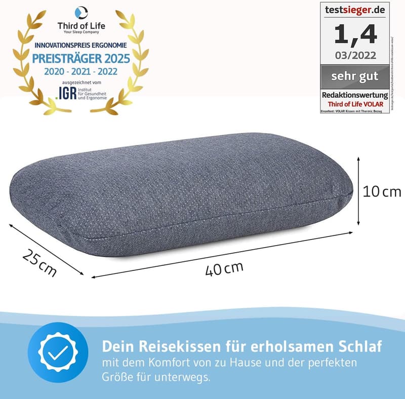 Reisekissen VOLAR Quickdry aus Memory-Foam für Komfort unterwegs