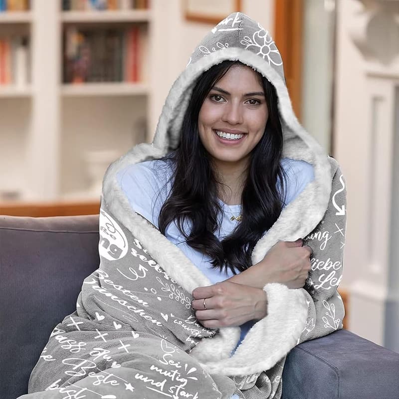 Mutmacher-Decke mit Ärmeln für Freundinnen - Geburtstagsgeschenk für Frauen
