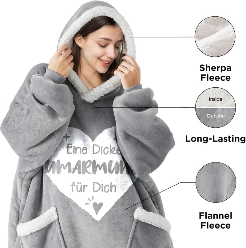 Umarmungsdecke mit Ärmeln – Mutmacher-Geschenk für beste Freundin