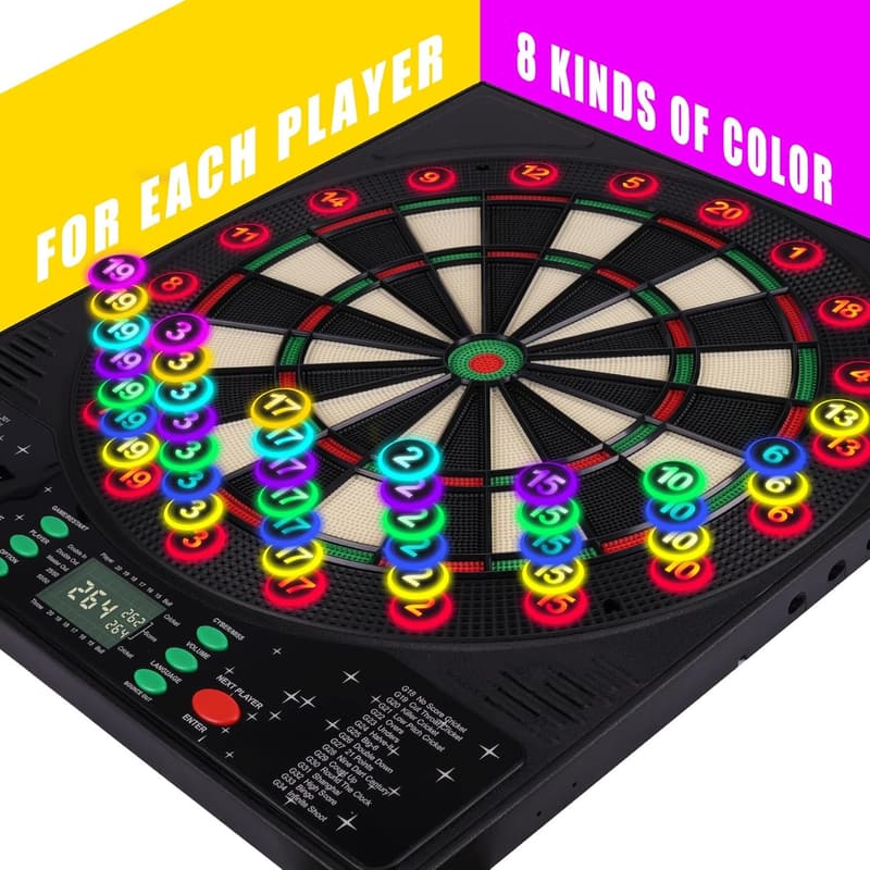 Elektronische Dartscheibe mit 6 Dartpfeilen und deutscher Sprache