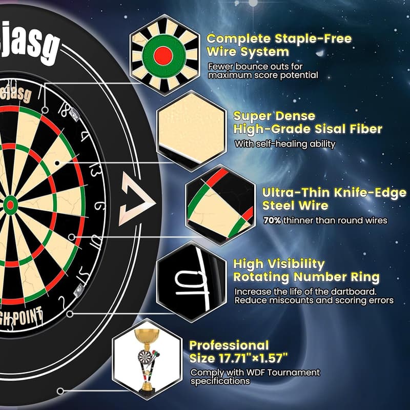 Profi Dartscheibe Set mit 6 Metall-Dartpfeilen für Erwachsene