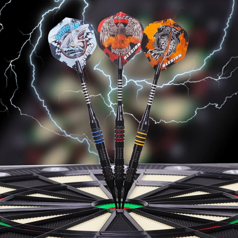 Profi Dartpfeile Set mit Kunststoffspitzen, 12 Stück, 18 Gramm