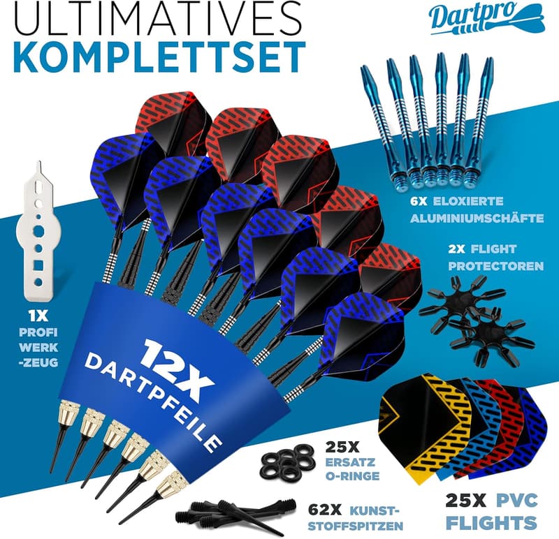 Elektronische Dartscheibe für 1-8 Spieler - kabellos, 65 Spielevarianten