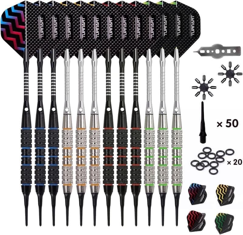Dartpfeile mit Kunststoffspitze 9er Set für elektronische Dartscheiben
