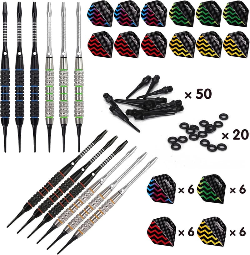 Dartpfeile mit Kunststoffspitze 9er Set für elektronische Dartscheiben
