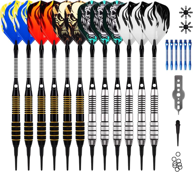 Profi Soft Darts Set mit Kunststoffspitzen, 18g, 12 Stück