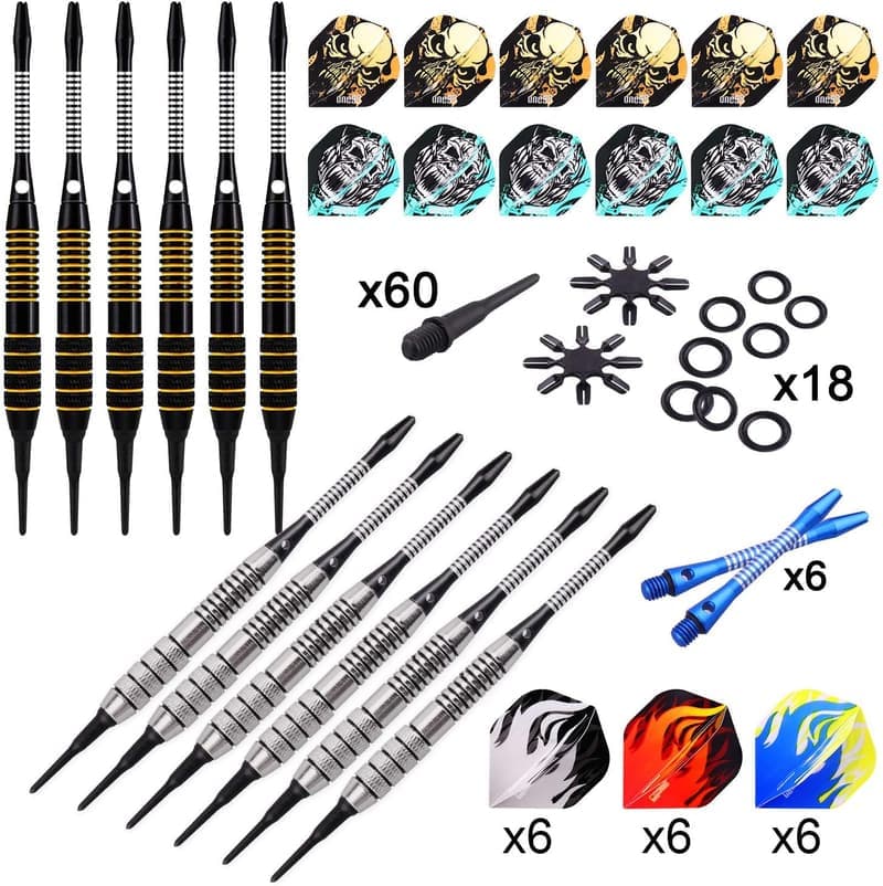 Profi Soft Darts Set mit Kunststoffspitzen, 18g, 12 Stück