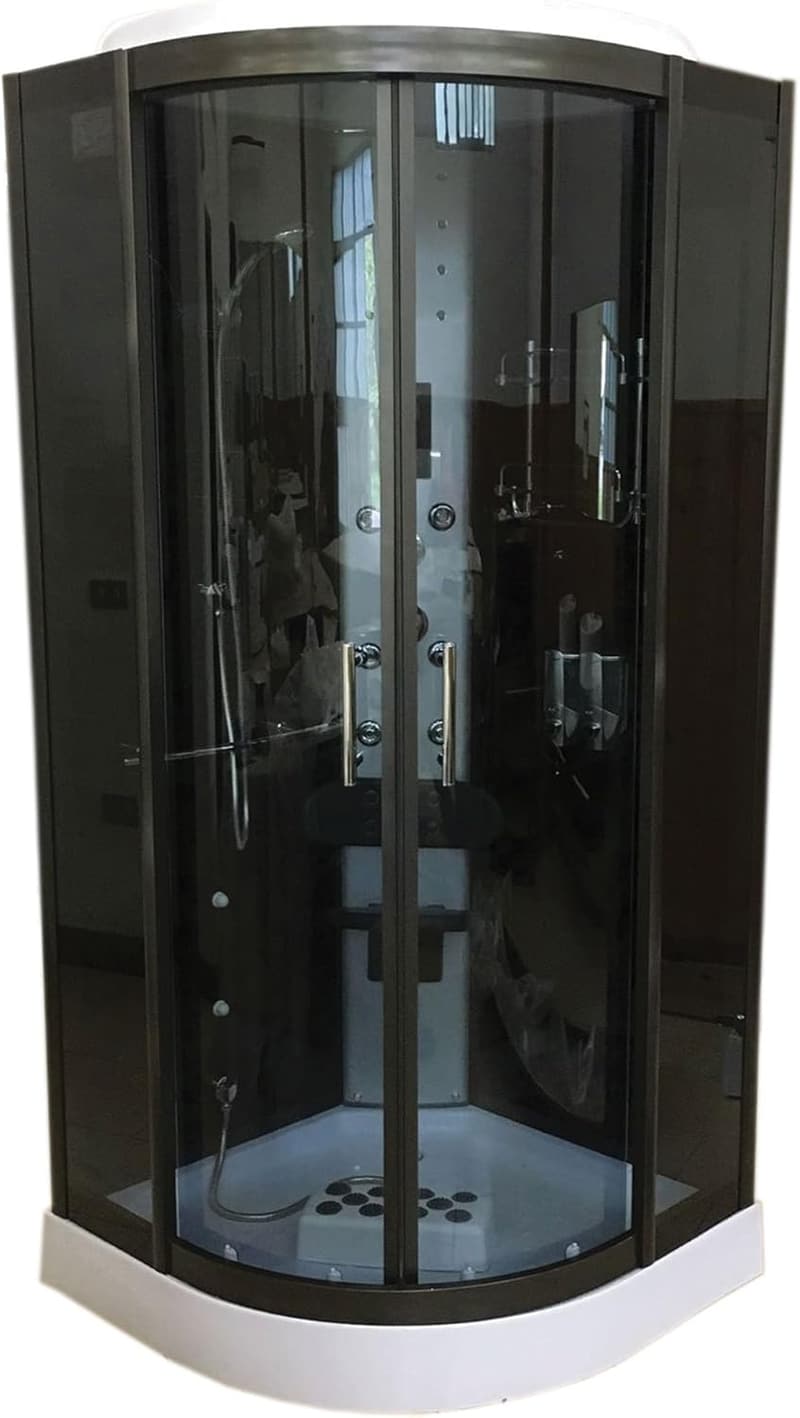Duschkabine mit Hydromassage und Chromotherapie für 2 Personen, 100x100 cm, silbernes Glas