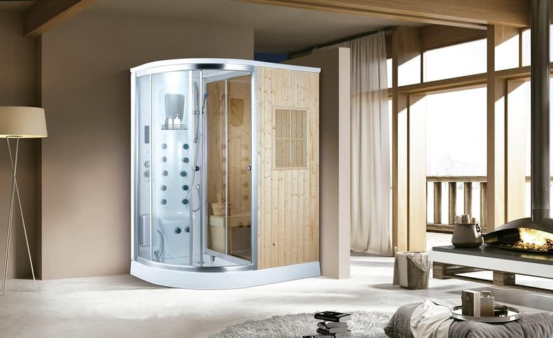 Luxus Dampfdusche und finnische Sauna 170x100cm mit Radio