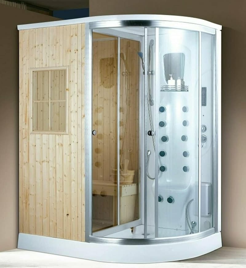 XXL Dampfdusche mit finnischer Sauna und LED Beleuchtung, 170x100cm