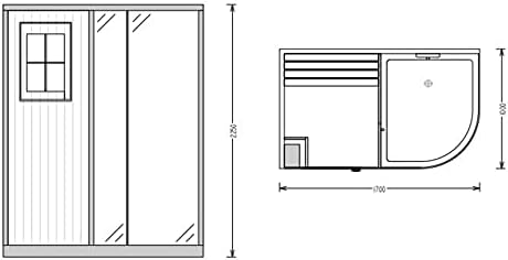XXL Dampfdusche mit finnischer Sauna und LED Beleuchtung, 170x100cm
