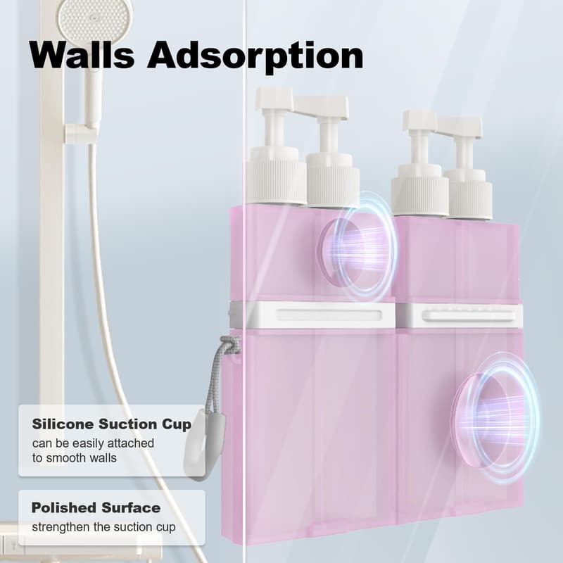 Reiseflaschen Set 4in1, TSA-genehmigte auslaufsichere Behälter für Shampoo und Conditioner - Rosa
